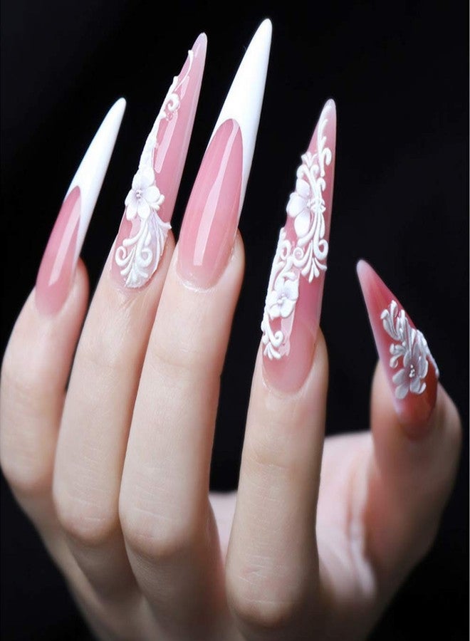 YIMART 600pcs Acrylic Medium Long Stiletto Nail Tips Easy Coffin Nails Sharp False Nail Art Tips For Nails Salon (White) - Image 5